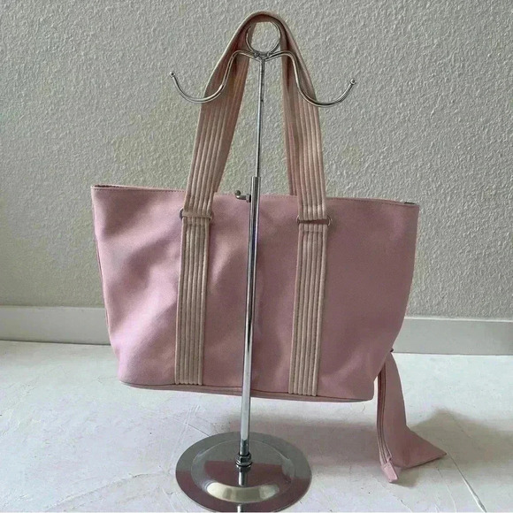 Lacoste PVC Tote Bag Baby Pink Canvas Handles Y2K Shoulder Bag Matching Wallet - Picture 4 of 16